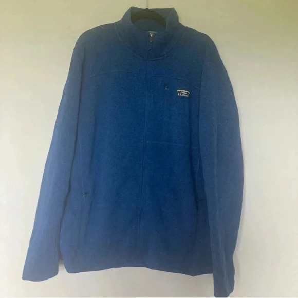 L.L.  Bean blue full zip blue jacket sweater - Picture 1 of 5